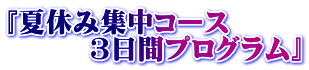 『夏休み集中コース 3日間プログラム』