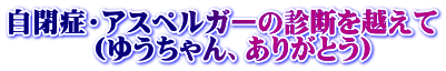 自閉症・アスペルガーの診断を越えて (ゆうちゃん、ありがとう)